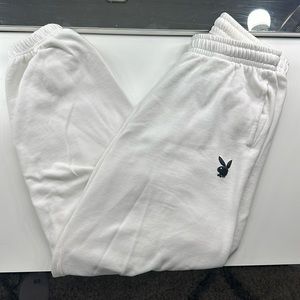 White Playboy Sweatpants